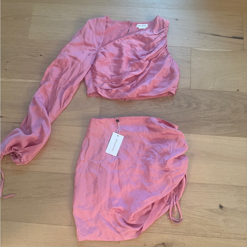 Two-Piece Pink Crop Top & Skirt Set - Picture 2 of 2